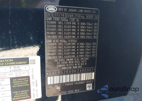 2019 Land Rover Discovery Se из США, поврежденный, VIN SALRG2RV0K2400962